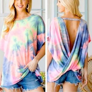 NEW Boutique Brand Tie Dyed Open Back Top.  Size Medium.